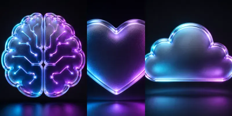 3D Frosted Glass Icons With Neon Accents generated by undefined