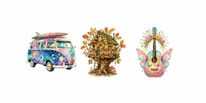 Boho Watercolor Cliparts generated by undefined