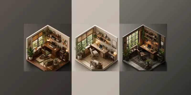 Isometric Cozy Workspace Designs generated by undefined