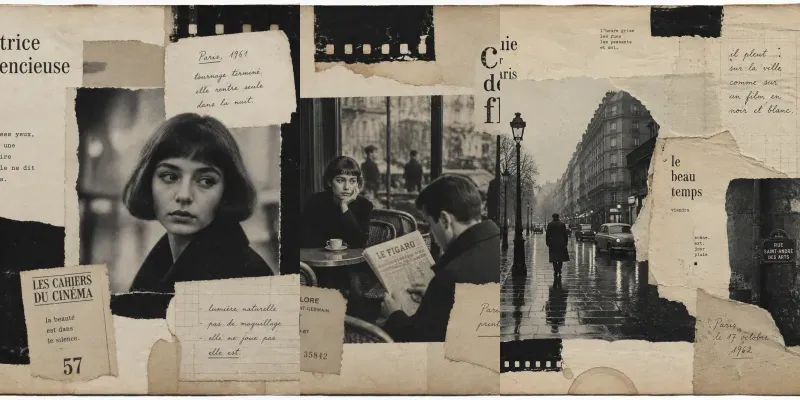 French New Wave Cinema Junk Journal Pages generated by undefined