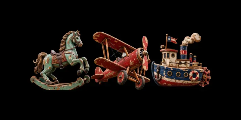 Vintage Distressed Wooden Toy Cliparts generated by undefined