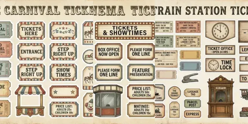 Vintage Carnival Ticket Ephemera generated by undefined