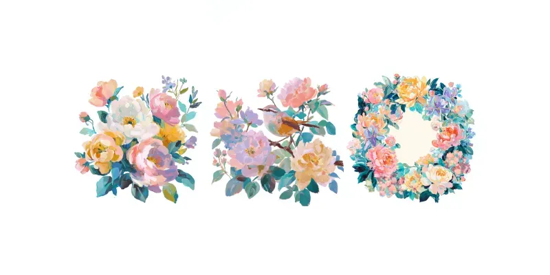 Impressionist Painterly Floral Cliparts generated by undefined