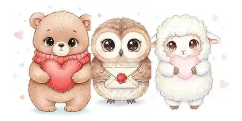 Cute Valentine Animal Art generated by gemini-image