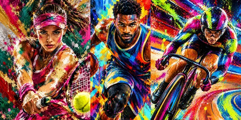 Vibrant Athlete Action Art Collections
