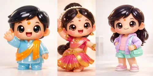 Cute Jelly Indian 3D Cartoon Figures generated by chatgpt-image