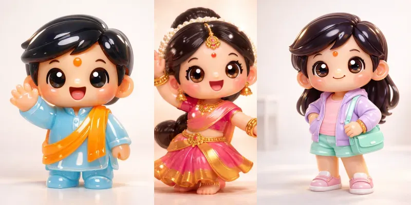 Cute Jelly Indian 3D Cartoon Figures generated by undefined