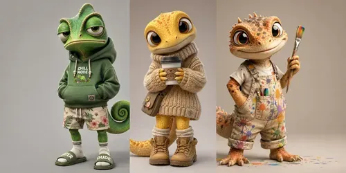 Stylized Reptile Character Packs 3D generated by chatgpt-image
