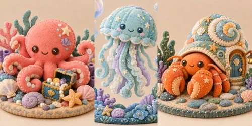 Ocean Depths Plushies Underwater Art generated by chatgpt-image