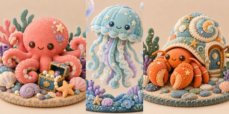 Ocean Depths Plushies Underwater Art generated by undefined