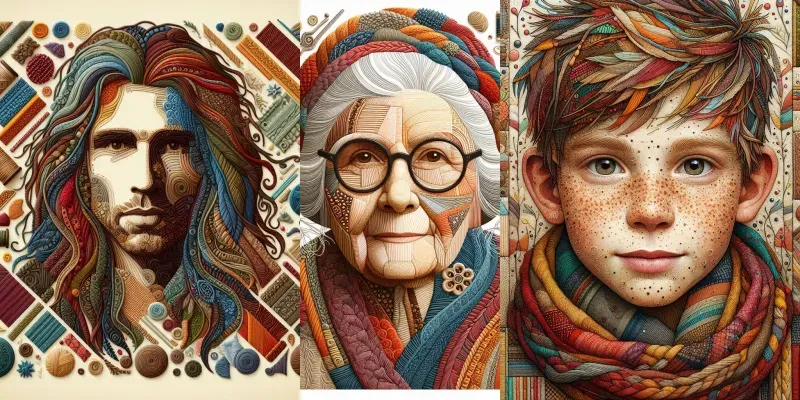 Textile Portraits Art In Fabric Layers generated by undefined