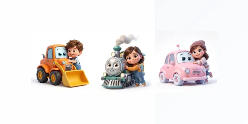 Cute Cartoon Kid Friendly Vehicles generated by undefined