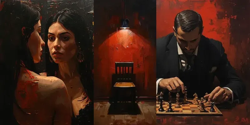 Dramatic Oil Paintings Red Black generated by undefined
