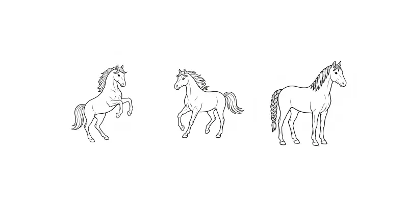 Horse Black Outline Coloring Pages generated by undefined