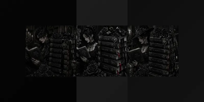 Dark Gothic Book Stack Aesthetics generated by undefined