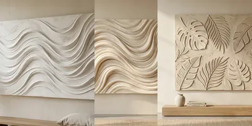 Minimalist 3D Relief Wall Art Prints generated by gemini-image
