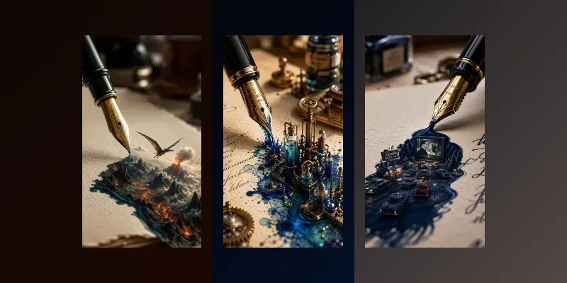 Surreal 3D Ink Miniature Landscapes generated by undefined