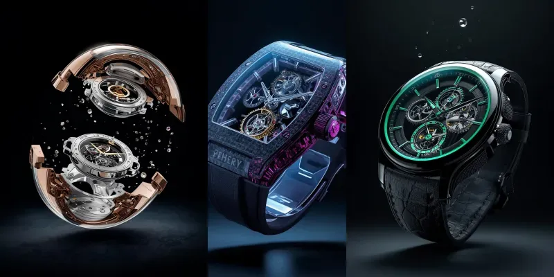 Floating Surreal Luxury Watches generated by undefined