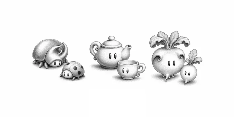 Monochrome Stipple Mascot Characters generated by undefined