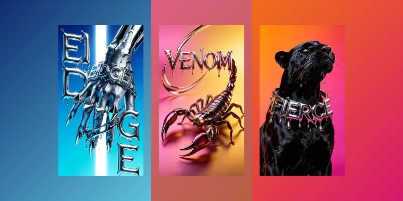 Liquid Chrome Fashion Posters generated by undefined