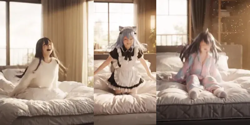 Dreamy Anime Girl Bed Bounces generated by undefined