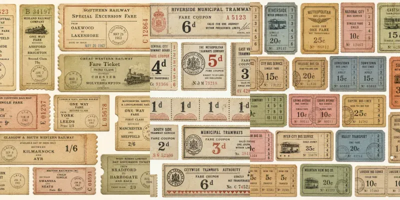 Vintage Transit Tickets generated by undefined