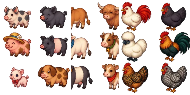 Cozy 16bit Animal Sprite Sheets generated by undefined