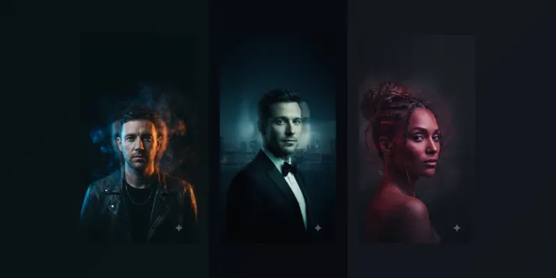 Ethereal Noir Ghosted Silhouette Portraits generated by undefined