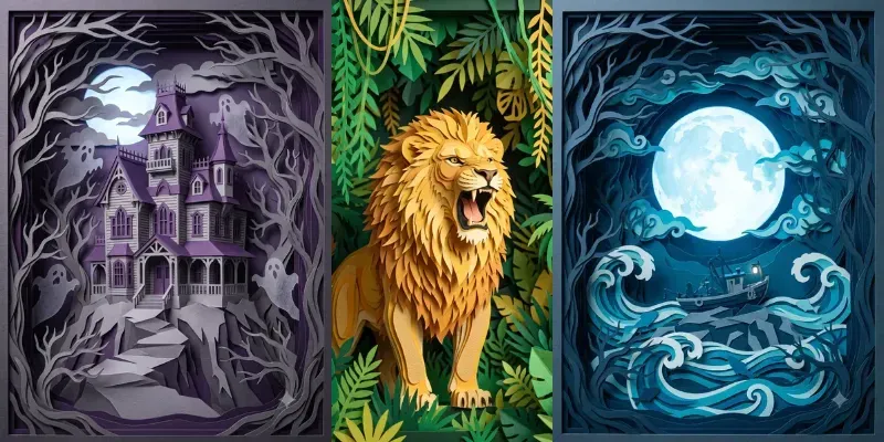 Hyperrealistic Layered Papercraft Art generated by undefined