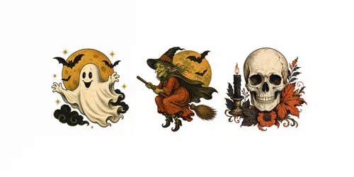 Retro Halloween Classic Illustrations generated by chatgpt-image