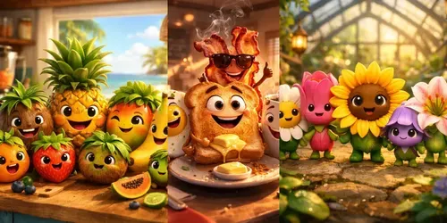 Cute Animated Food Friends generated by chatgpt-image