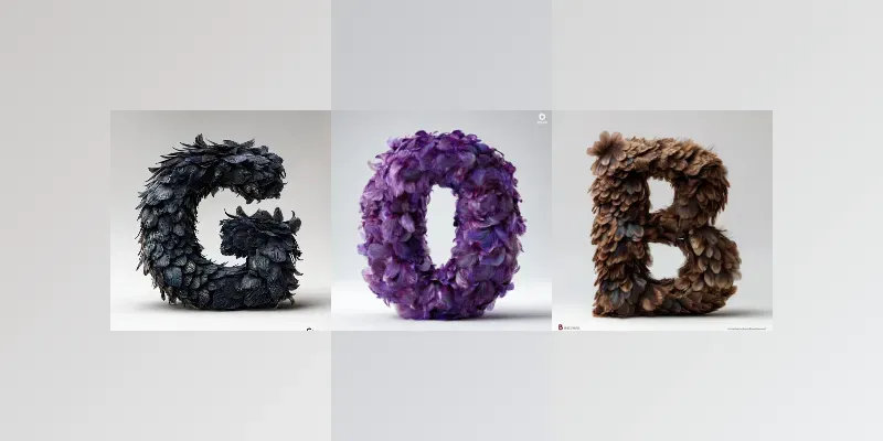 3D Colorful Feather Letters generated by undefined
