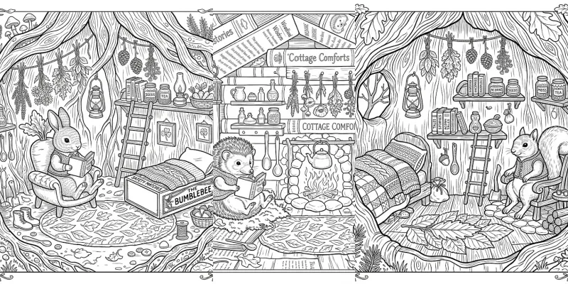 Cozy Animal Home Coloring Pages generated by undefined