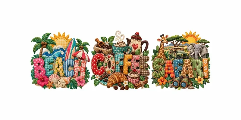 Quilted Theme Typography Art generated by undefined