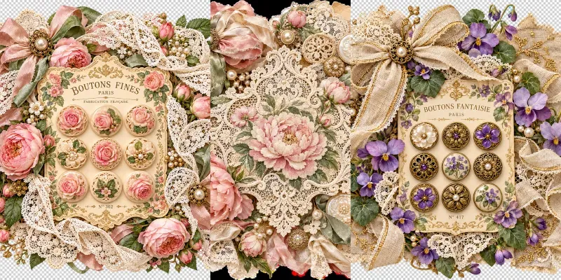 Shabby Chic Vintage Ephemera Assets generated by undefined
