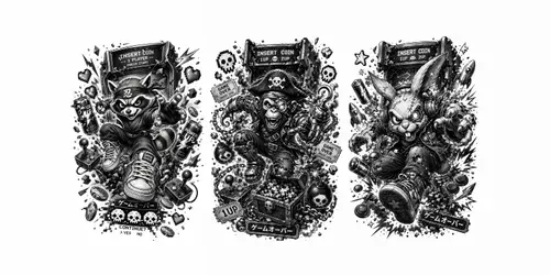 Retro Arcade Tattoo Packs generated by chatgpt-image