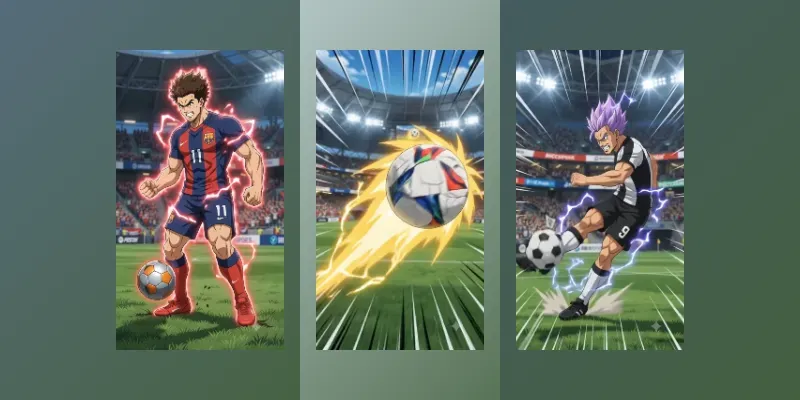 Fifa Style Caricature Football Kicks generated by undefined