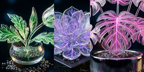 Cybernetic Holographic Glass Botanicals A generated by gemini-image