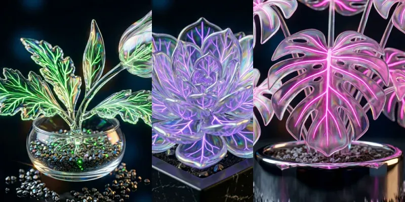 Cybernetic Holographic Glass Botanicals A generated by undefined