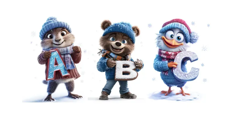 Winter Animal Letter Illustrations generated by undefined
