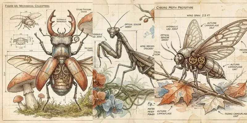 Bio Mech Insect Blueprints generated by undefined