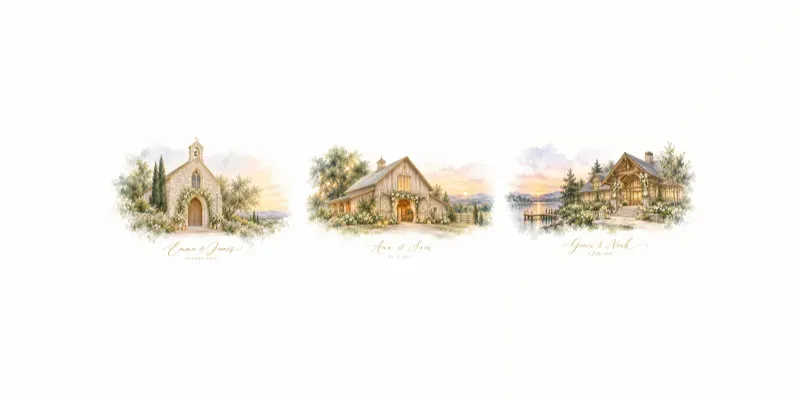 Wedding Venue Portrait Art Prints