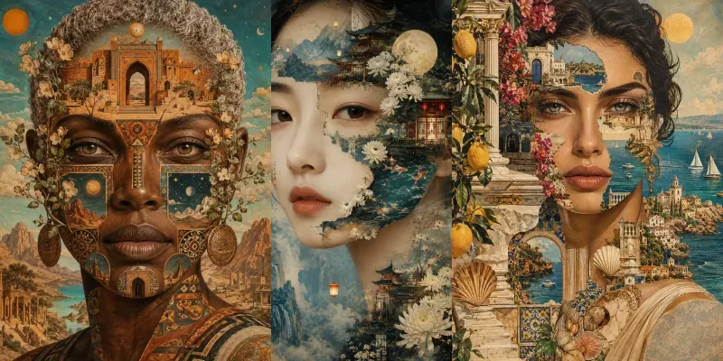 Cosmic Botanical Mosaic Portraits generated by undefined
