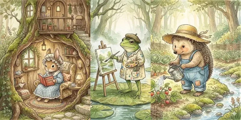 Cozy Vintage Watercolor Storybook Art generated by undefined