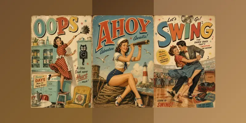 Vintage 1950s Quirky Illustration Art generated by undefined