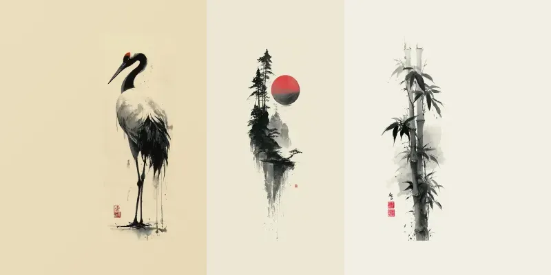 Minimal Japanese Ink Wash Bookmarks