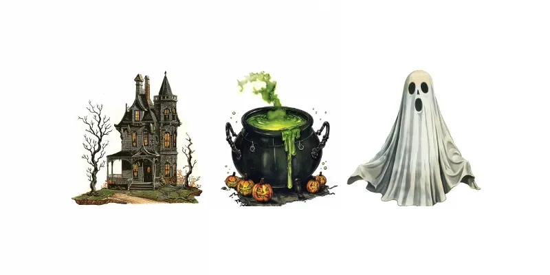 Vintage Halloween Cliparts generated by undefined