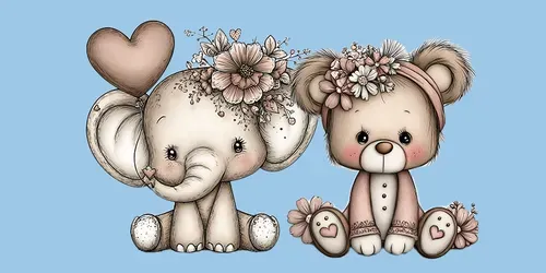 Love Baby Animals Boho Valentine Clipart generated by midjourney