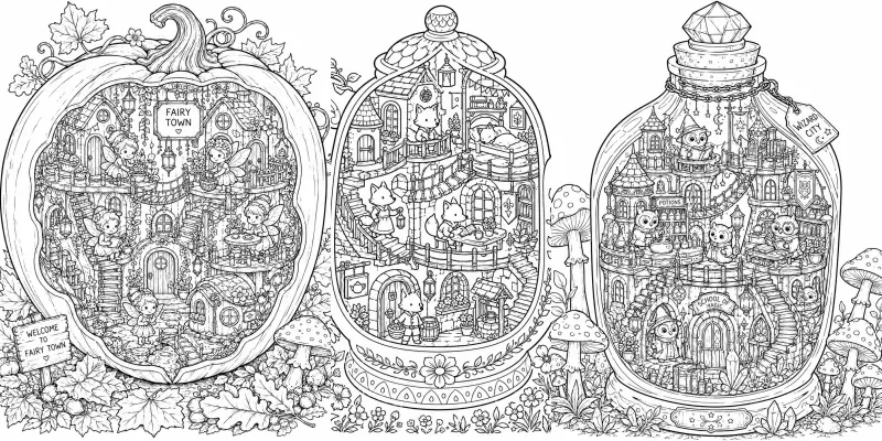 Tiny Worlds Coloring Books generated by undefined