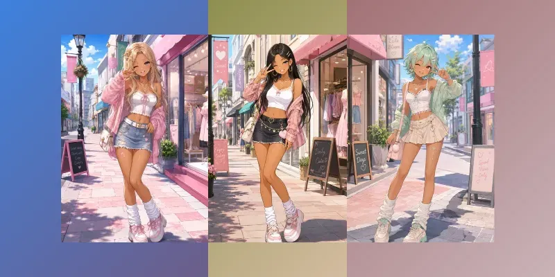 Japanese Gyaru Anime Character Makeovers generated by undefined